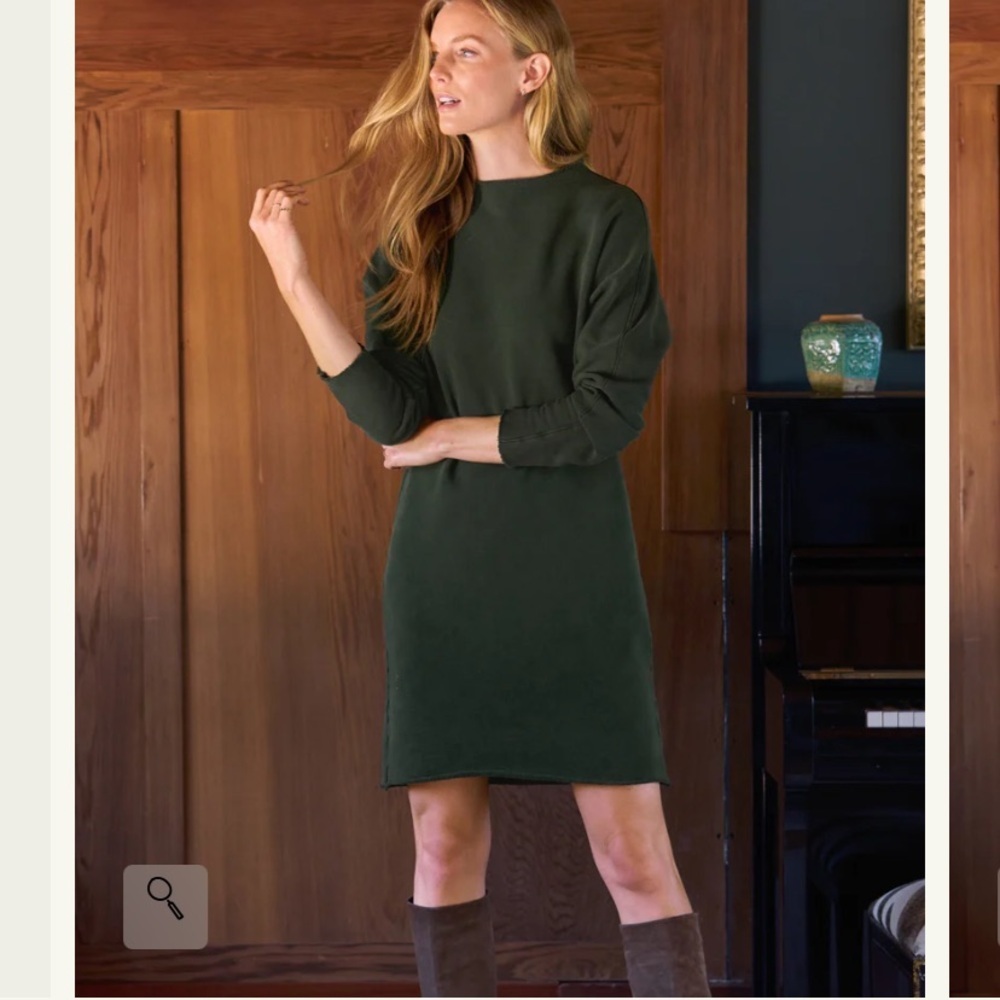 Frank & Eileen IZZIE triple fleece Dress holiday party fall $300 evergreen
